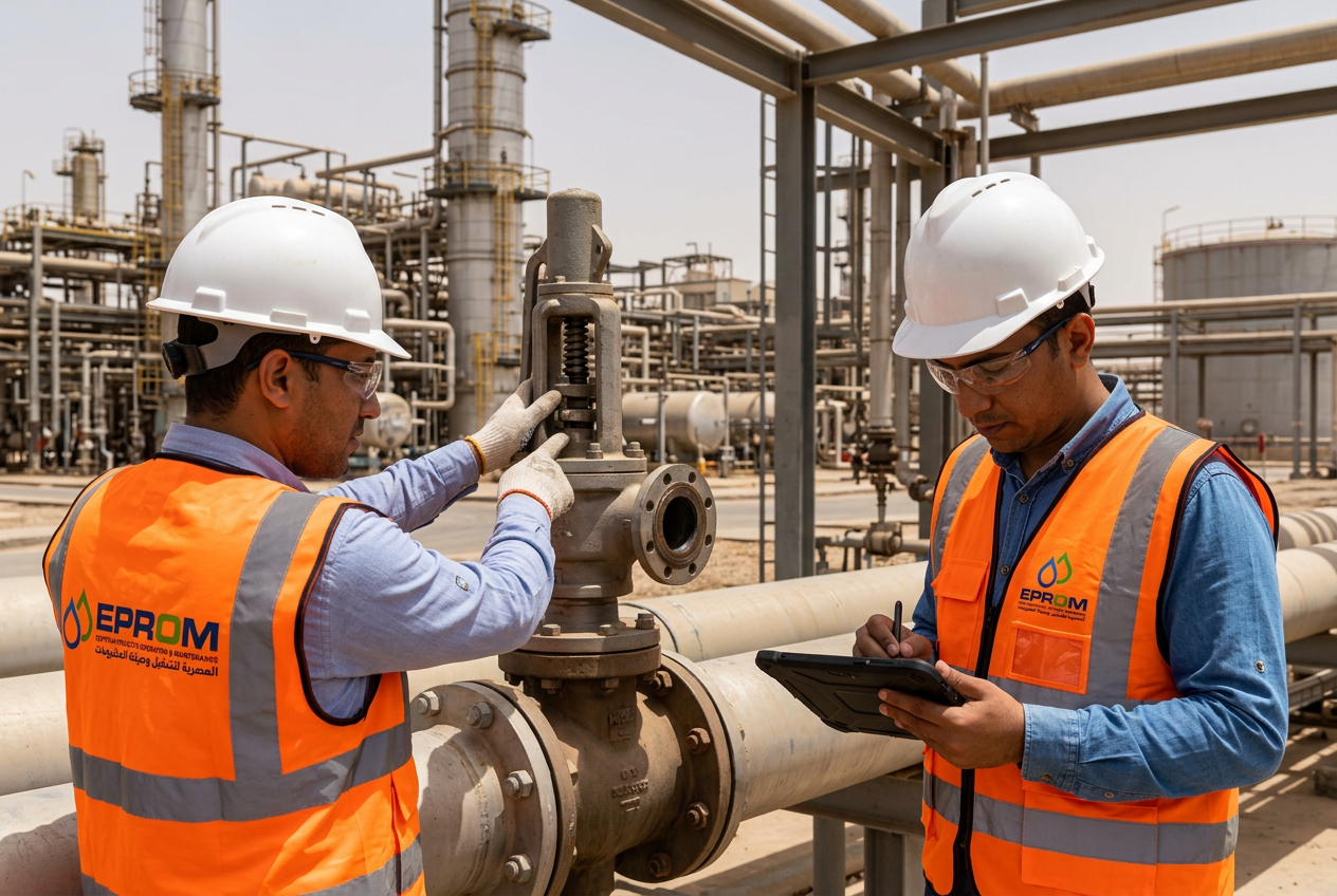 EPROM engineers inspecting pressure relief valve